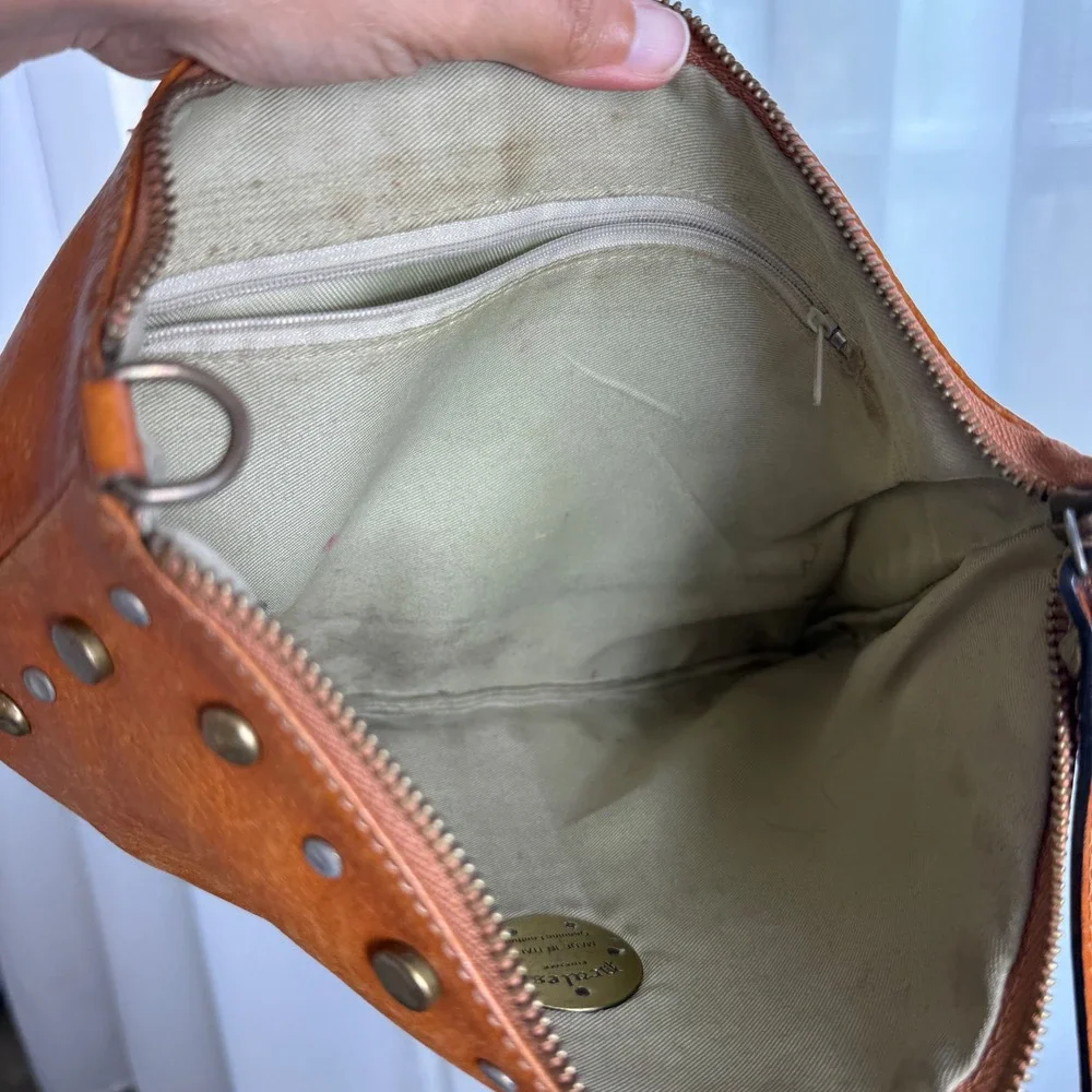 Pratesi Firenze Italian Leather Studded Pouch Bag Cognac Made in Italy - Picture 3 of 12